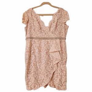 Lace Overlay Dress in Peach